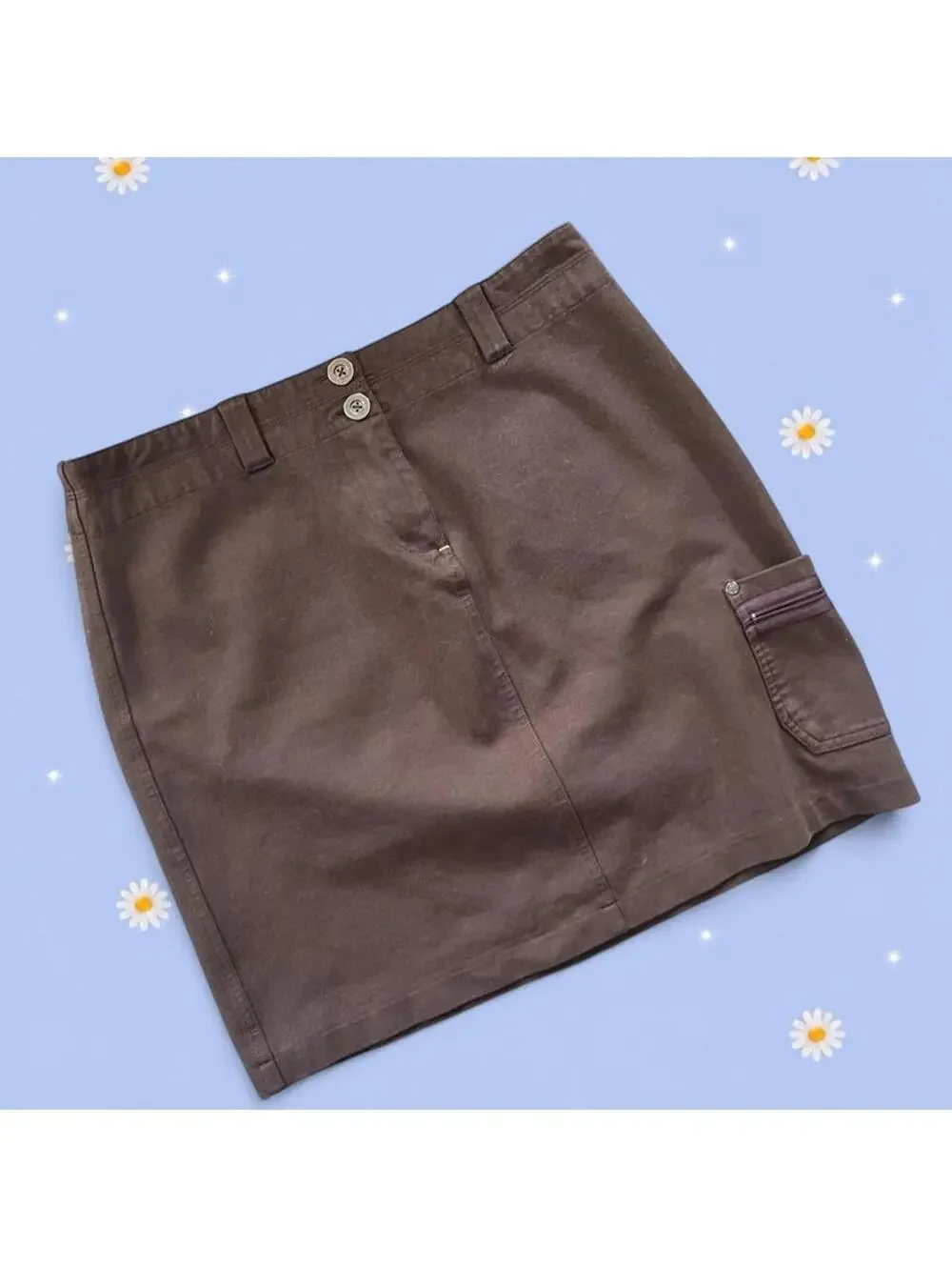 Vintage Y2K utility mini skirt coastal indie sleaze cargo mini skirt size XL 🤎